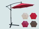 10 ft Outdoor Patio Umbrella Solar Powered LED Lighted 8 Ribs Umbrella with Crank and Cross Base for Garden Outside Deck Swimming Pool - Red