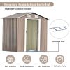 Patio 6ft x4ft Bike Shed Garden Shed; Metal Storage Shed with Adjustable Shelf and Lockable Door; Tool Cabinet with Vents and Foundation - Brown