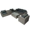 Patio Furniture Sets, 7-Piece Patio Wicker Sofa , Cushions, Chairs , a Loveseat , a Table and a Storage Box - Gray