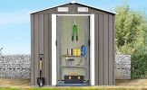 Patio 6ft x4ft Bike Shed Garden Shed; Metal Storage Shed with Adjustable Shelf and Lockable Door; Tool Cabinet with Vents and Foundation - Gray