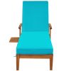 Outdoor Solid Wood 78.8" Chaise Lounge Patio Reclining Daybed with Cushion; Wheels and Sliding Cup Table for Backyard; Garden; Poolside- Blue