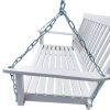 Front Porch Swing with Armrests;  Wood Bench Swing with Hanging Chains; for Outdoor Patio ; Garden Yard;  porch;  backyard;  or sunroom - white