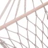 Outdoor Wood Pole Cotton Rope Hammock Garden Patio Yard Hanging Sleep Bed - White