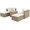 Outdoor Patio Furniture Set, 5-Piece Wicker Rattan Sectional Sofa Set - Beige