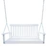 Front Porch Swing with Armrests;  Wood Bench Swing with Hanging Chains; for Outdoor Patio ; Garden Yard;  porch;  backyard;  or sunroom - white