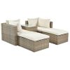 Outdoor Patio Furniture Set, 5-Piece Wicker Rattan Sectional Sofa Set - Beige