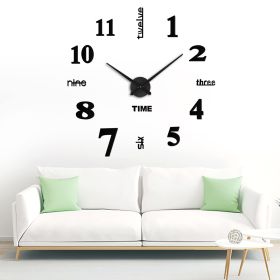 3 in 1 3D Frameless DIY Wall Clock Home Living Room Creative Wall Clock Acrylic Diy European Wall Stickers Decorative Wall Clock Watch Living Room Bed (Color: Blacksize)