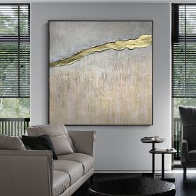 Hand Painted Texture Abstract Oil Painting Gold Foil Modern Home Wall Art Hangings Canvas Paintings For Living Room Hotel Decor (size: 60X60Cm)