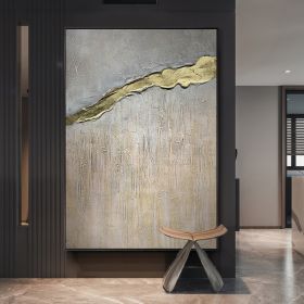 Hand Painted Texture Abstract Oil Painting Gold Foil Modern Home Wall Art Hangings Canvas Paintings For Living Room Hotel Decor (size: 75X150Cm)