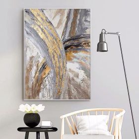 100% Hand Painted Abstract Oil Painting Wall Art Gold Foil Picture Modern On Canvas Minimalist Home Decor For Living Room No Frame (size: 50X70Cm)