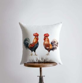 Watercolor Roosters | Gifts | Brid Prints | Bird Decor |Accent Pillow Covers | Throw Pillow Covers | Pillow | Room Decor | Bedroom Decor (Dimensions: 24x24)