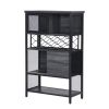 Industrial Bar Cabinet with Wine Rack for Liquor and Glasses; Wood and Metal Cabinet for Home Kitchen Storage Cabinet