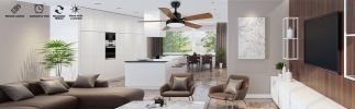 Simple Deluxe 44-inch Ceiling Fan with LED Light and Remote Control; 6-Speed Modes; 2 Rotating Modes ; Timer