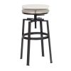 Backless Adjustable Height Bar Stools with Metal Legs;  Oak seat;  Set of 2